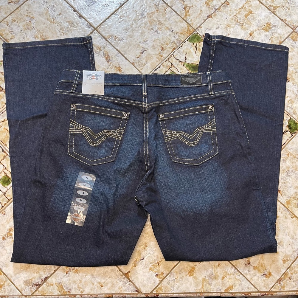 Harley Davidson Women’s Size 14 Regular Mid Rise Boot Cut Jeans - Picture 2 of 6